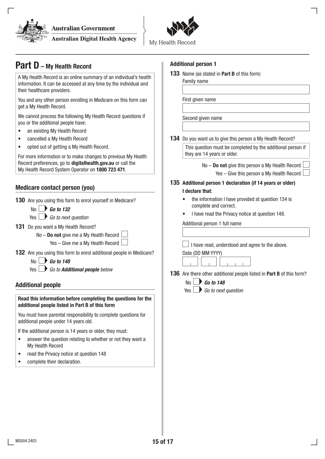 Medicare Enrolment Form (MS004) - Fill, Download & Print
