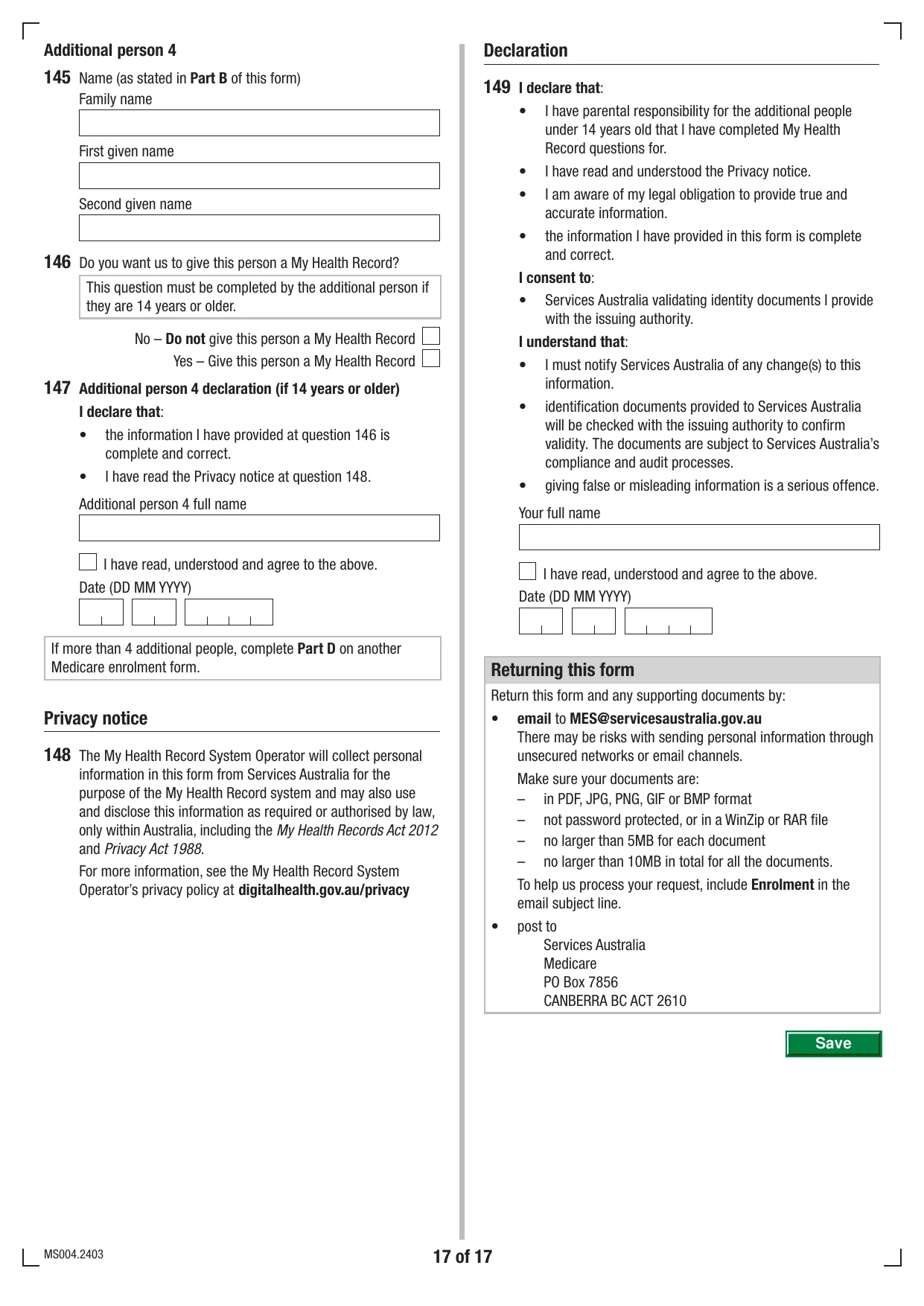 Medicare Enrolment Form (MS004) - Fill, Download & Print