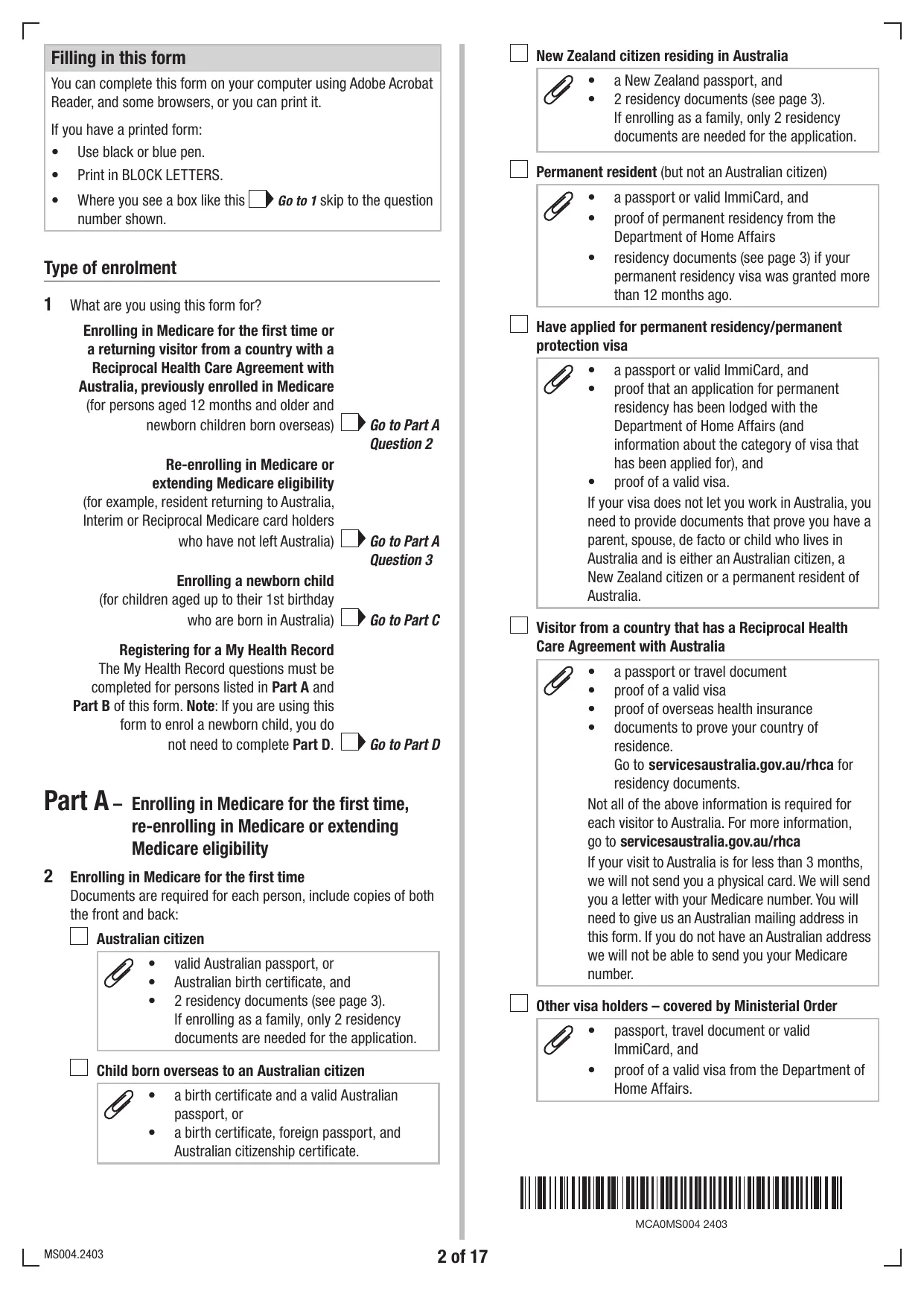 Medicare Enrolment Form (MS004) - Fill, Download & Print
