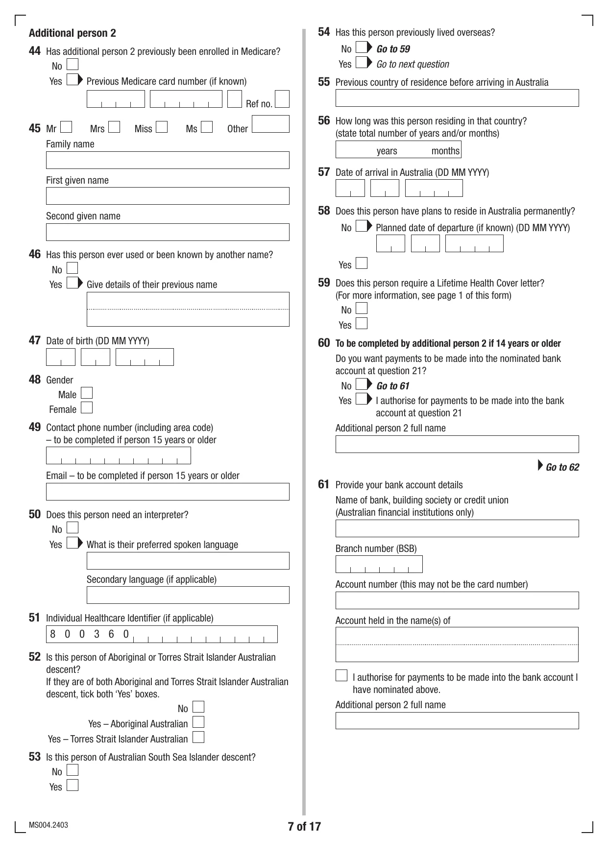 Medicare Enrolment Form (MS004) - Fill, Download & Print