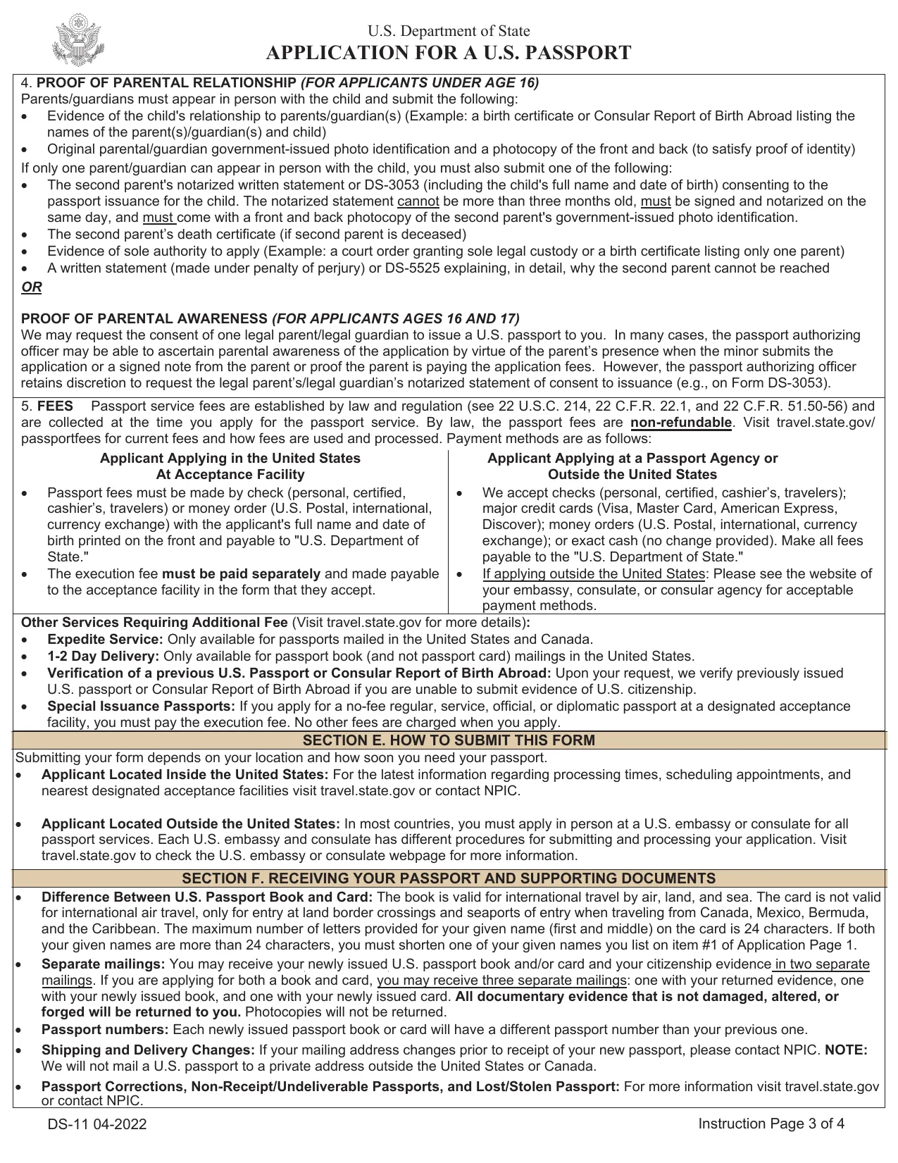 Passport Application DS-11 - Fill, Sign Online, Download & Print - No Signup