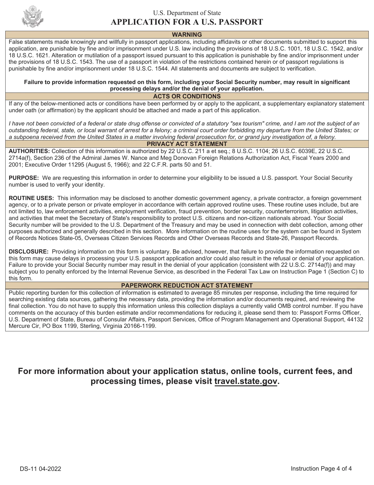 Passport Application DS-11 - Fill, Sign Online, Download & Print - No Signup