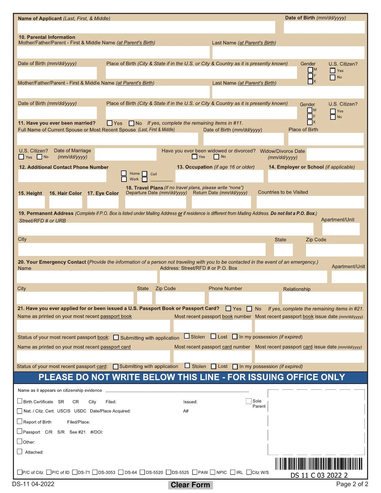 Passport Application DS-11 - Fill, Sign Online, Download & Print - No Signup