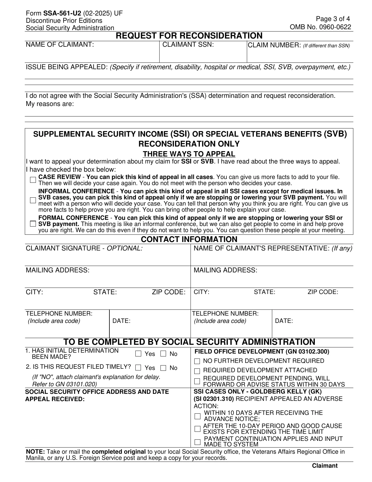 SSA-561-U2 Form, Fill, Download & Print