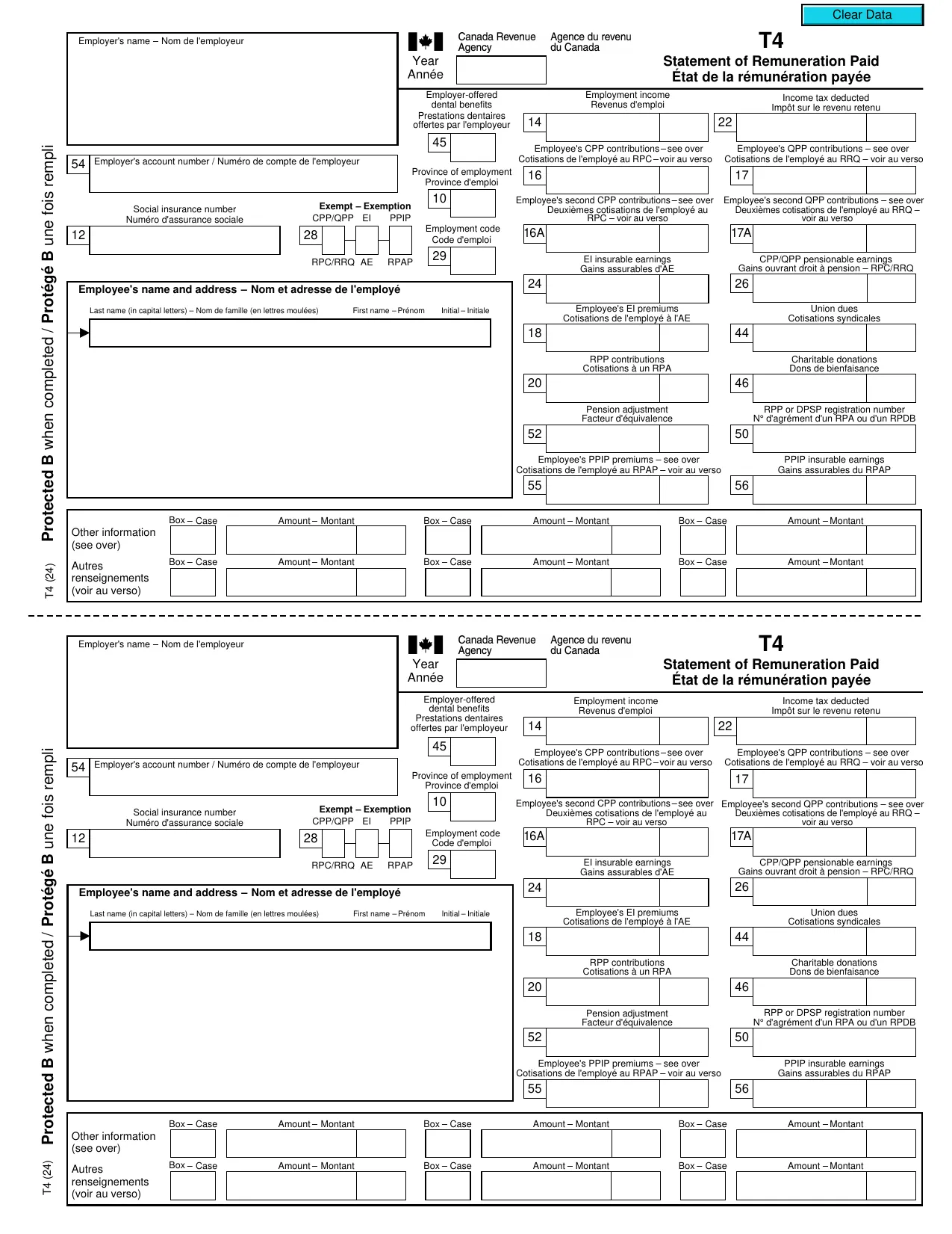 T4 Statement of Remuneration Paid (Slip) - Fill, Download & Print
