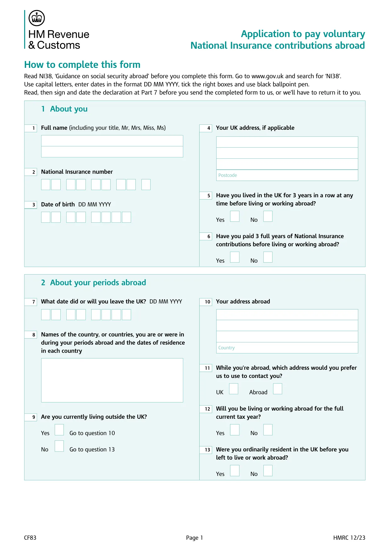 UK HMRC CF83 Form - Fill, Download & Print