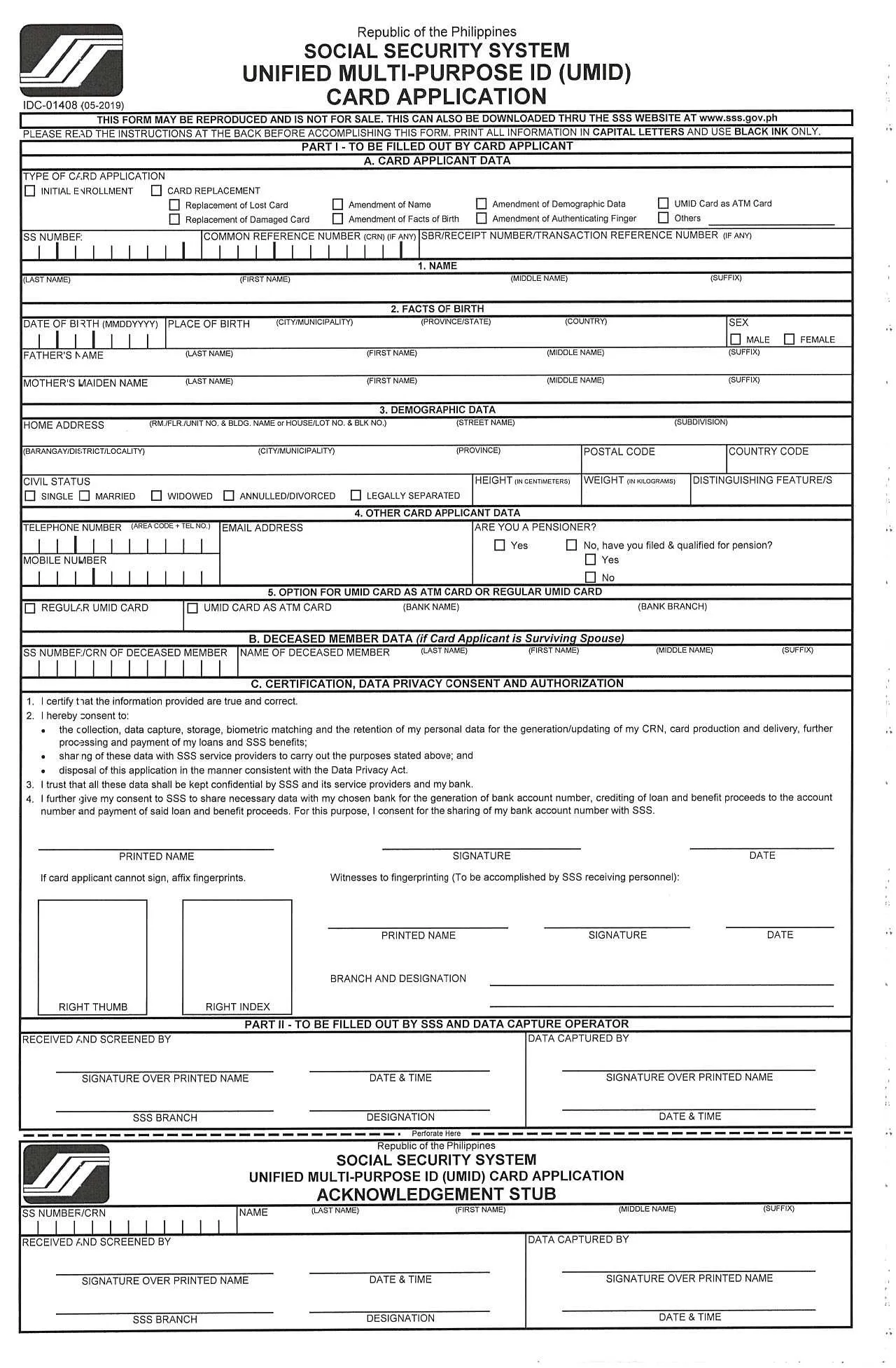 UMID Card Online Registration Form - Fill, Sign, Download & Print - No Signup