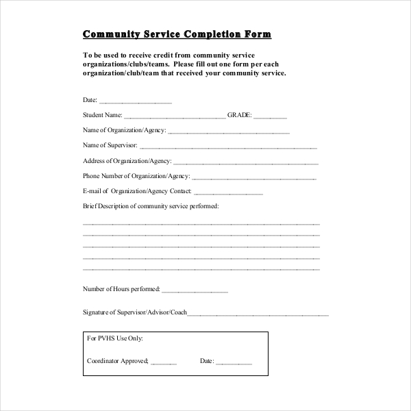 Community service form print   jennifers pet rescue