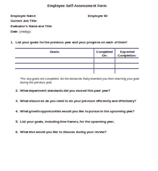 employee self assessment form1