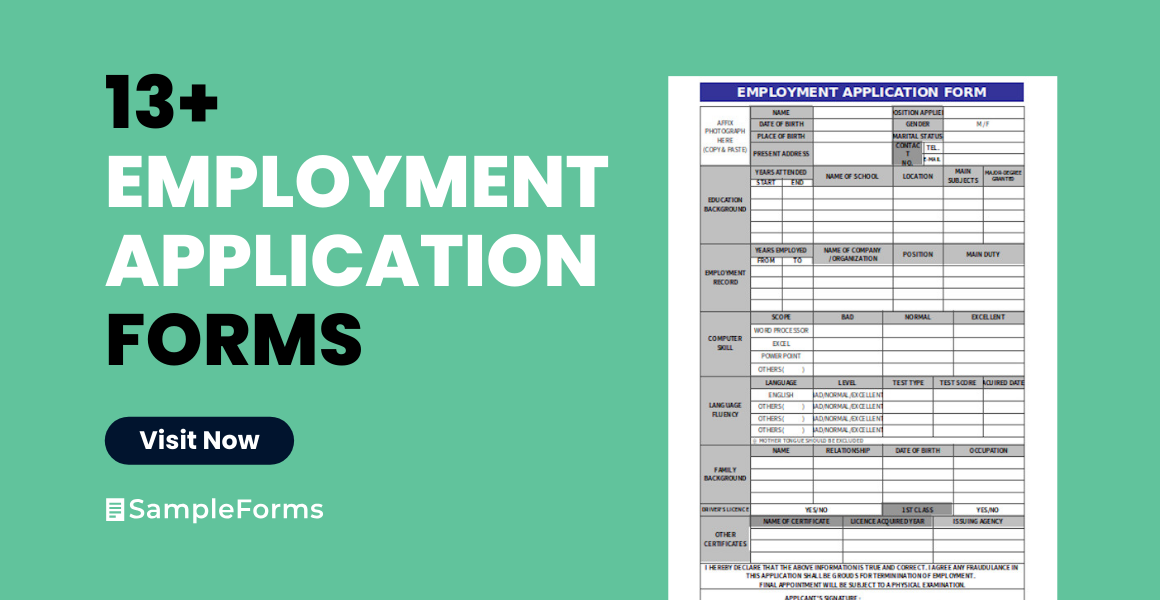 employment application form