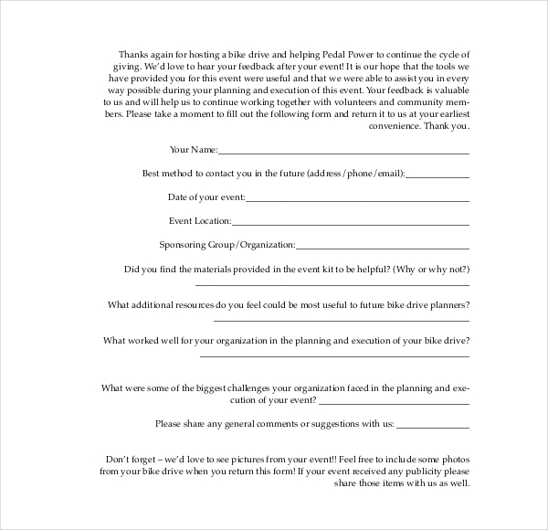 Sample Event Feedback Forms - 8+ Free Documents in PDF, Word