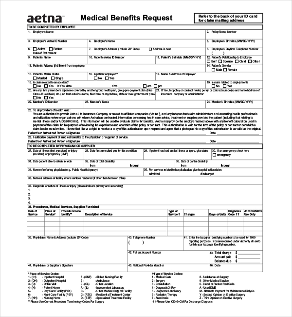 aetna medical claim form