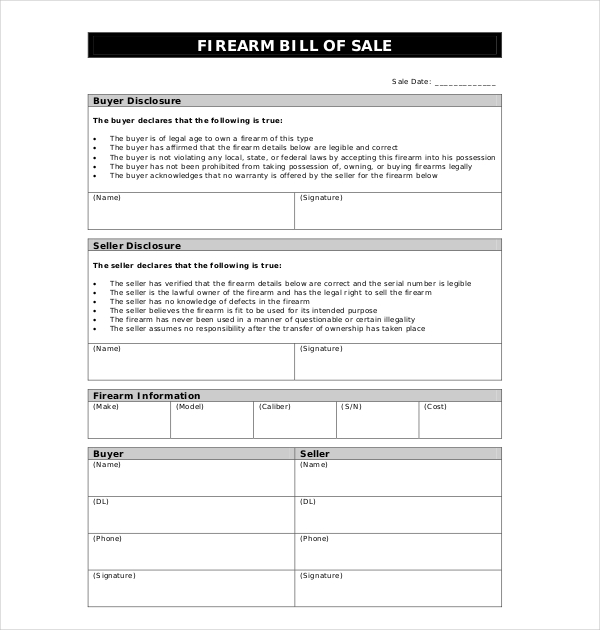 FREE 12+ Sample Blank Bill of Sale Forms in PDF | Word | Excel