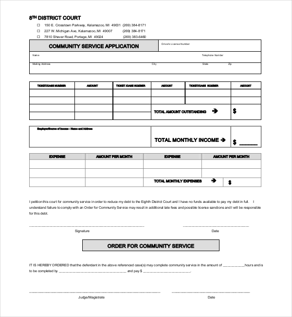 FREE 13  Sample Community Service Forms in PDF MS Word Excel