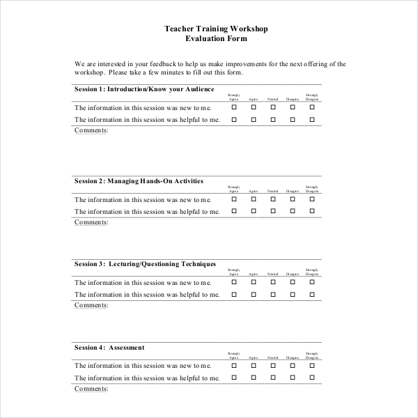 FREE 20 Sample Training Evaluation Forms In PDF