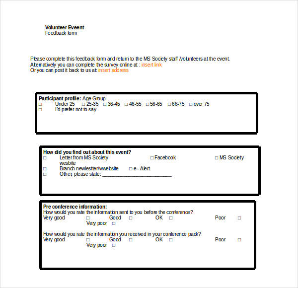 volunteer event feedback form