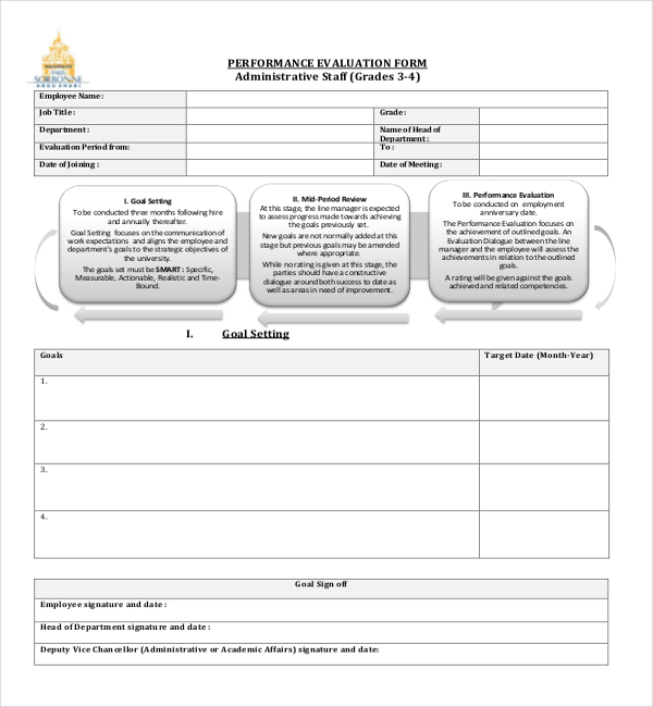administrative staff performance evaluation form