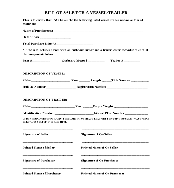 free 15 sample boat bill of sale forms in pdf ms word