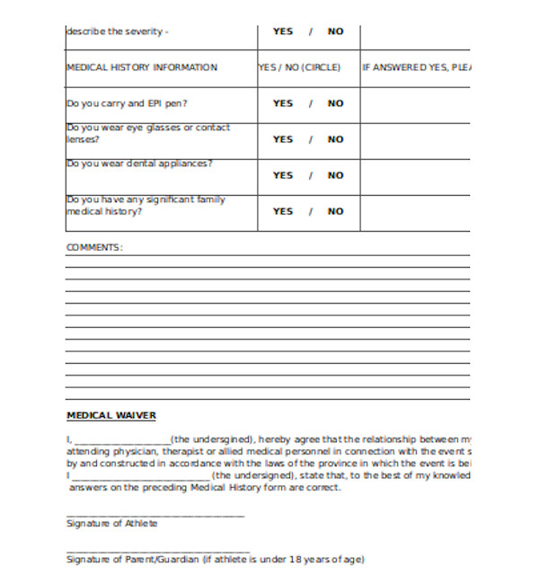 basic medical waiver form