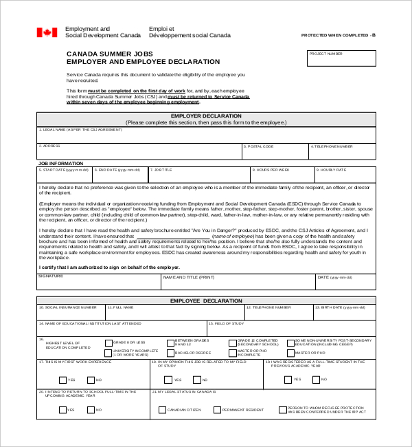 FREE 11+ Sample Employee Declaration Forms in PDF Excel Word