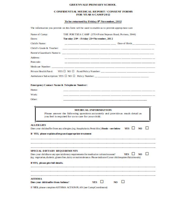 child confidential medical consent form