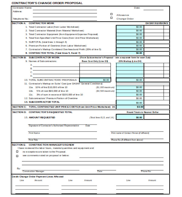 construction contract proposal form