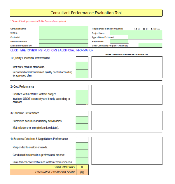 FREE 12+ Sample Performance Evaluation Forms in PDF Word Excel