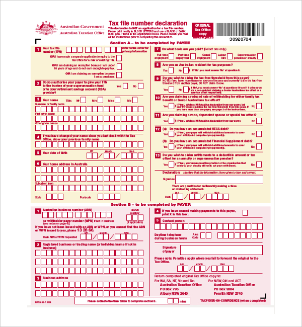 employee tax declaration form template