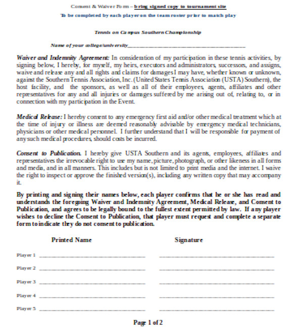 medical consent and waiver form