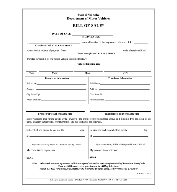 FREE 17+ Sample DMV Bill of Sale Forms in PDF | XLS | Word