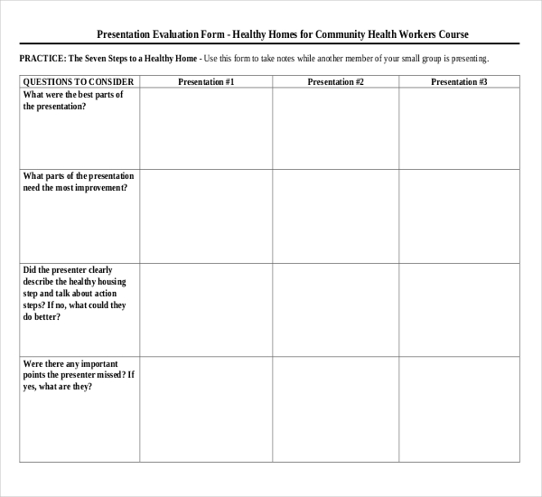 FREE 17+ Presentation Evaluation Form Samples, PDF, MS Word, Google Docs