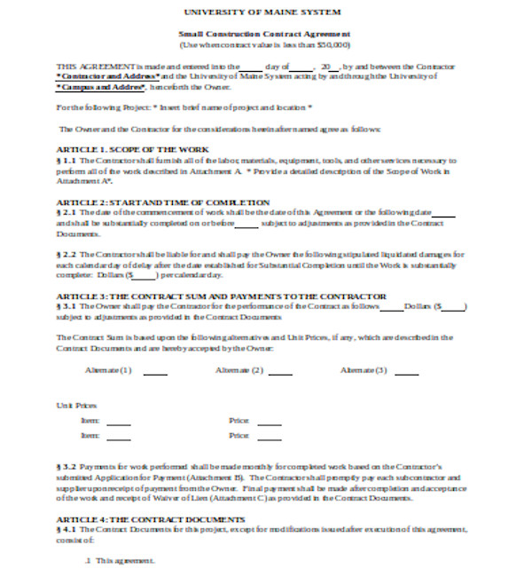 FREE 15+ Construction Contract Form Samples, PDF, MS Word, Google Docs