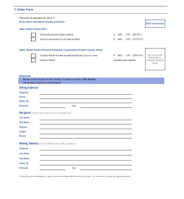 standard appraisal order form