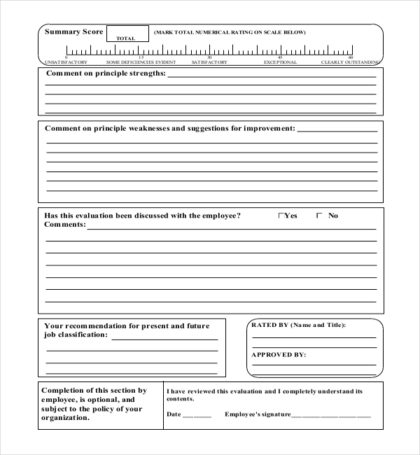 annual employee review form pdf format download