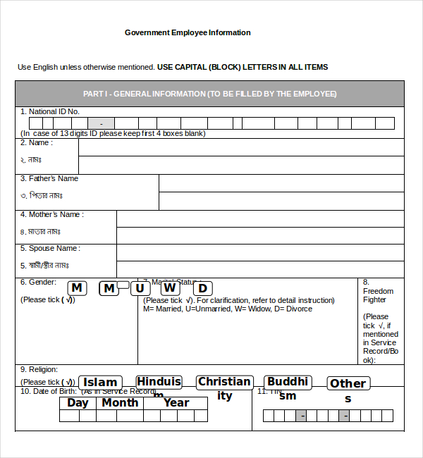 FREE 11 Sample Employee Information Forms