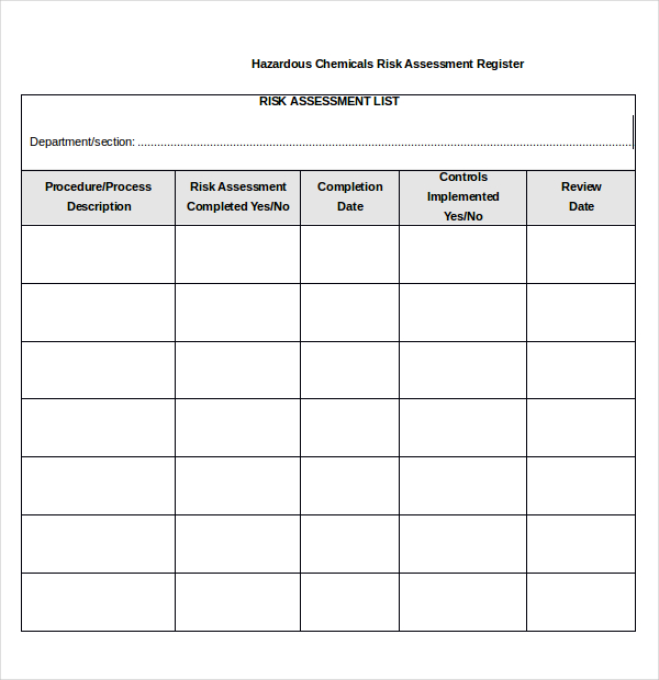 Risk Assessment Template Free Printable Word Templates Images
