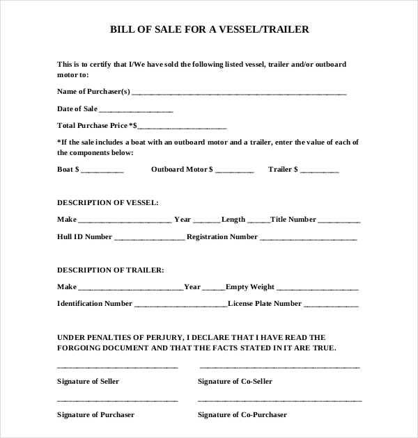 FREE 15+ Sample Boat Bill of Sale Forms in PDF | MS Word