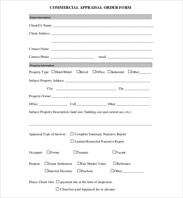 FREE 8+ Sample Appraisal Order Forms in PDF | MS Word | XLS