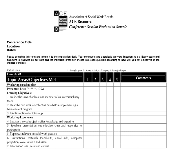 conference workshop evaluation form