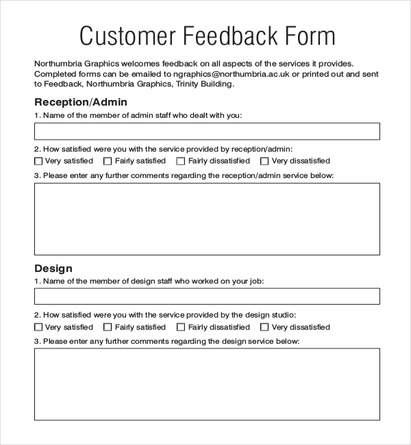 FREE 29+ Customer Feedback Form Samples, PDF, MS Word, Google Docs