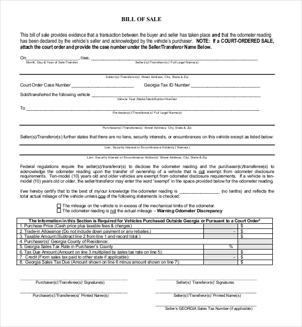 FREE 17+ Sample DMV Bill of Sale Forms in PDF | XLS | Word