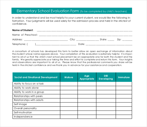 FREE 18 Sample Student Evaluation Forms In PDF MS Word Excel