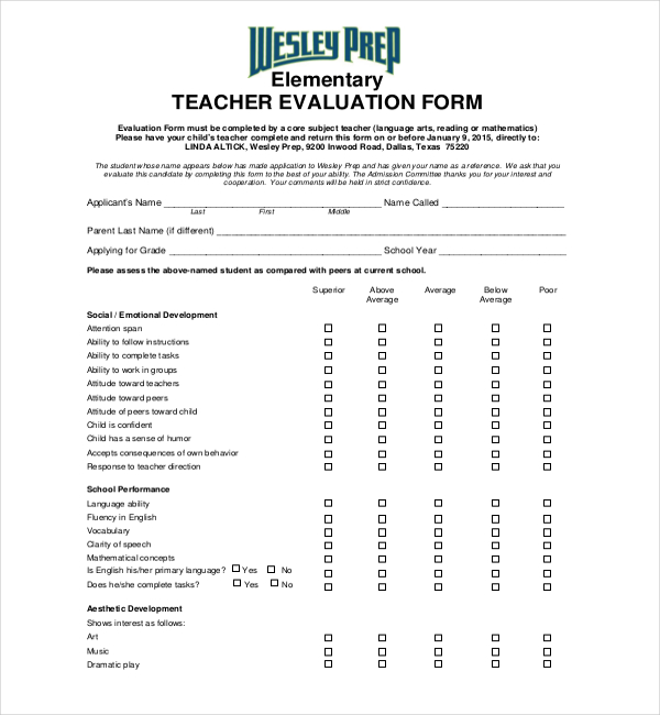 50-printable-teacher-evaluation-forms-free-templatelab