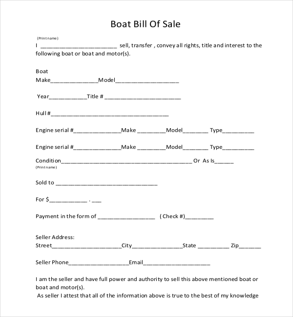 FREE 18+ Boat Bill of Sale Form Samples, PDF, MS Word, Google Docs