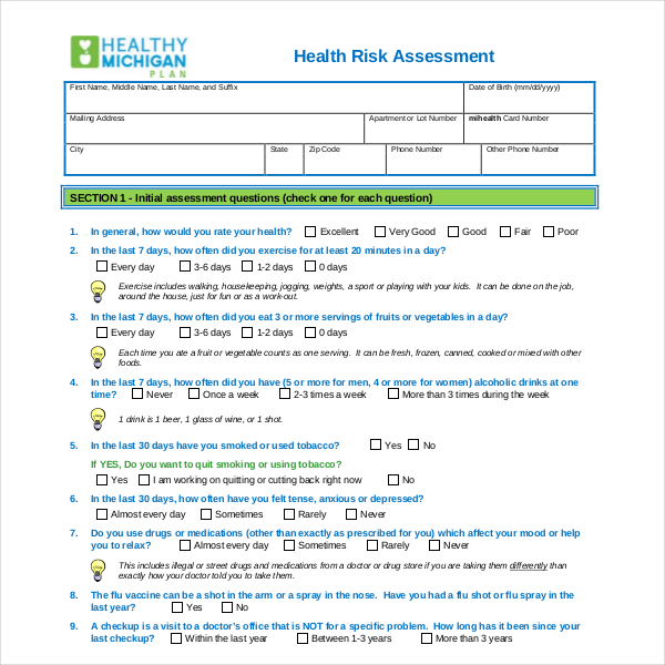 Anthem Blue Health Risk Assessment Questionnaire