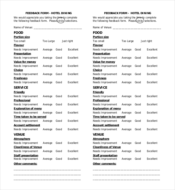 hotel customer feedback form