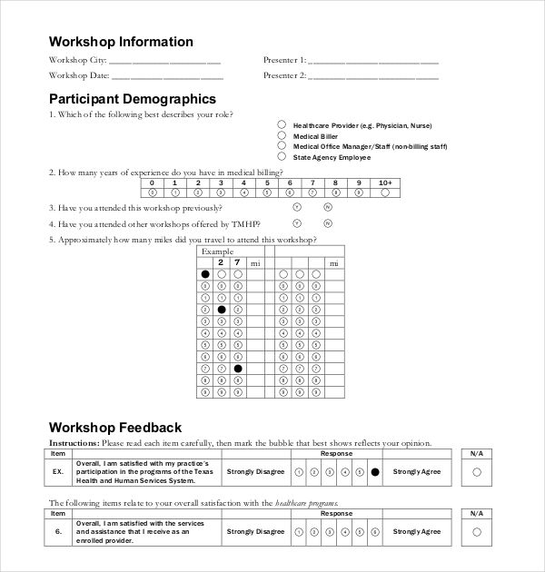 medical workshop evaluation form