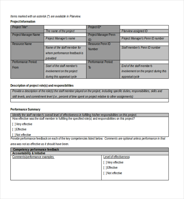 project customer feedback form