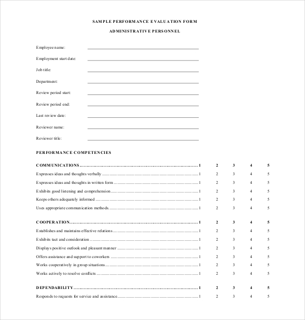 self appraisal review form