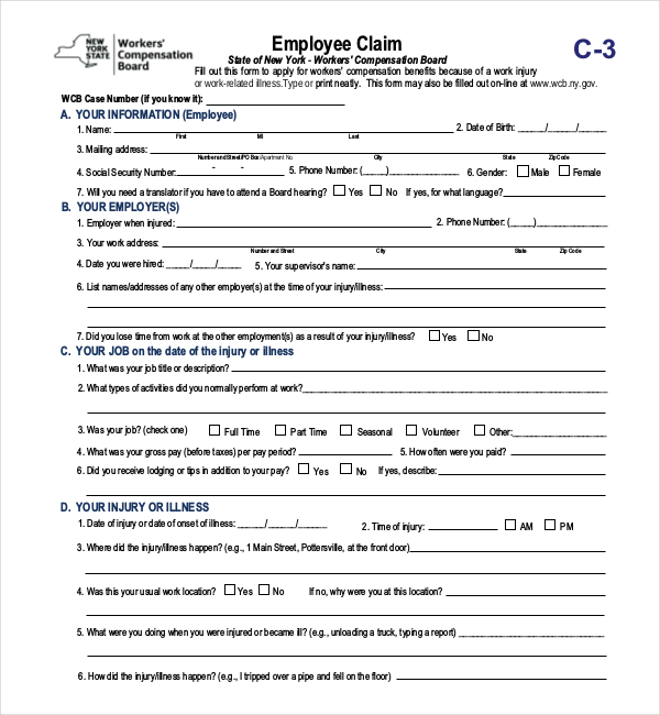 workers compensation form c 3
